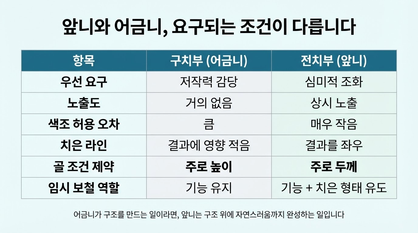 앞니 임플란트에서 요구되는 조건