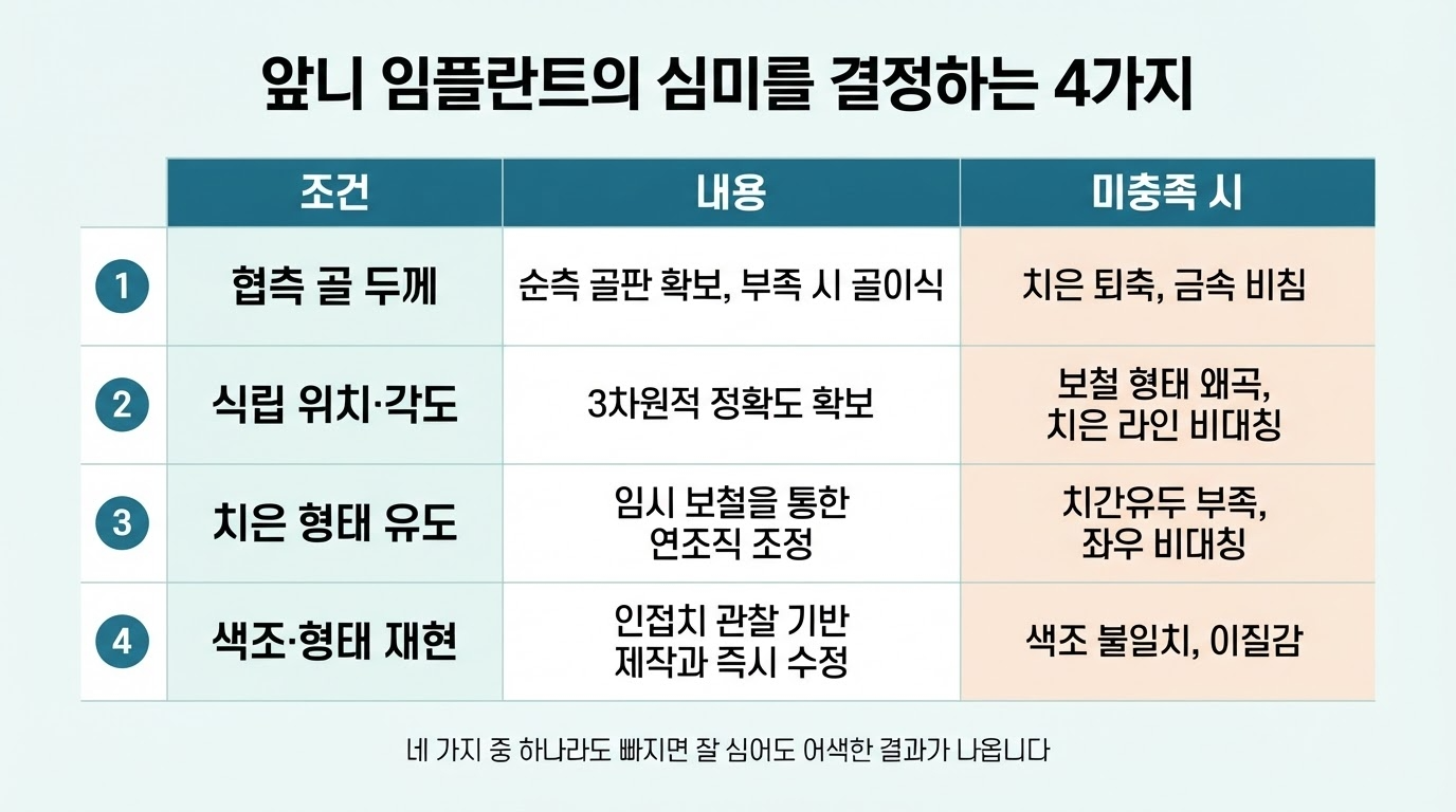 앞니 임플란트 심미성 결정조건