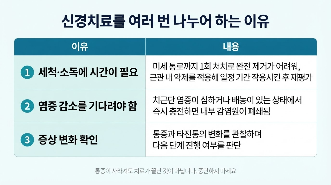신경치료를 여러번 하는 이유