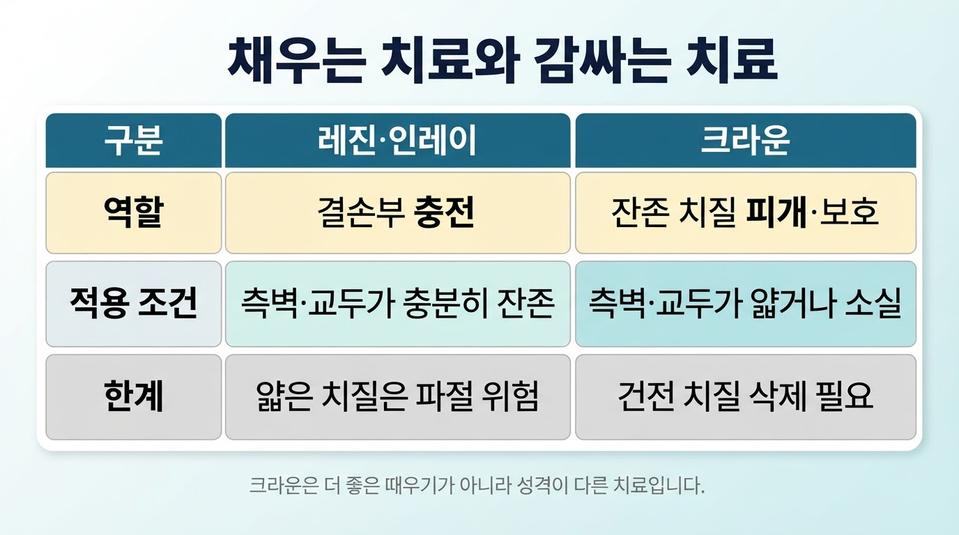 채우는 치료와 감싸는 치료의 차이